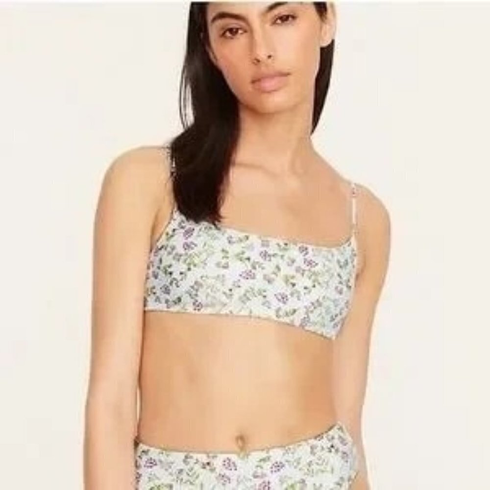 NWT J.Crew Scoopneck Bikini Top Cloud Meadow Floral M